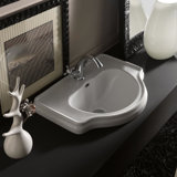 Retro 1030 Classical Ceramic Drop-in Bathroom Sink in Glossy White with One Faucet Hole