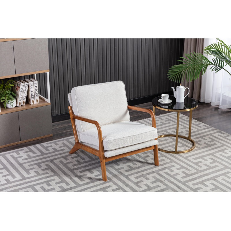 Upholstered Armchair, Boucle White