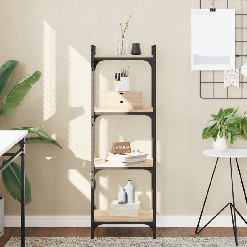 Abdulbasit 120cm H x 30cm W Metal Standard Bookcase, 120cm H x 30cm W x 40cm D, Grey Sonoma