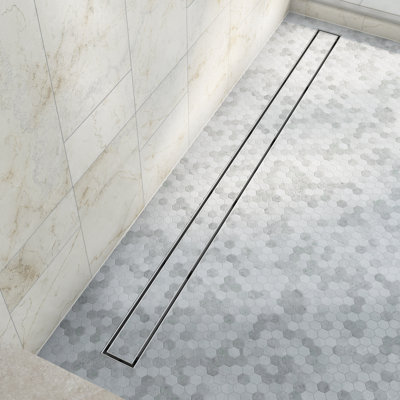 Dreamline Aqua 48 in. Linear Tile Insert Shower Drain, Polished Stainless Steel