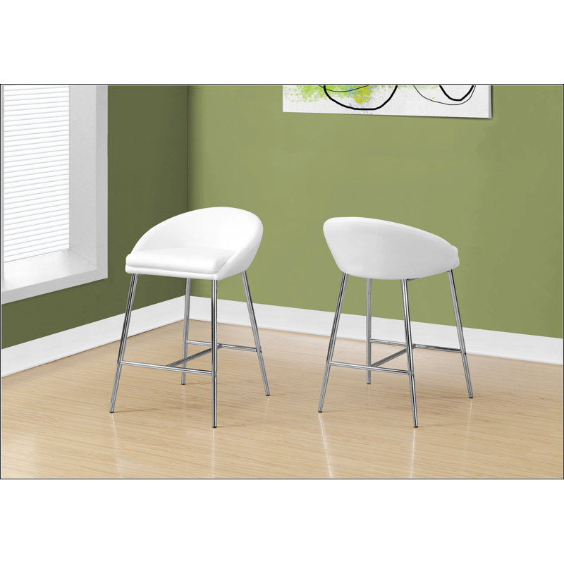 Tabouret de bar avec pieds en métal chromé, Blanc