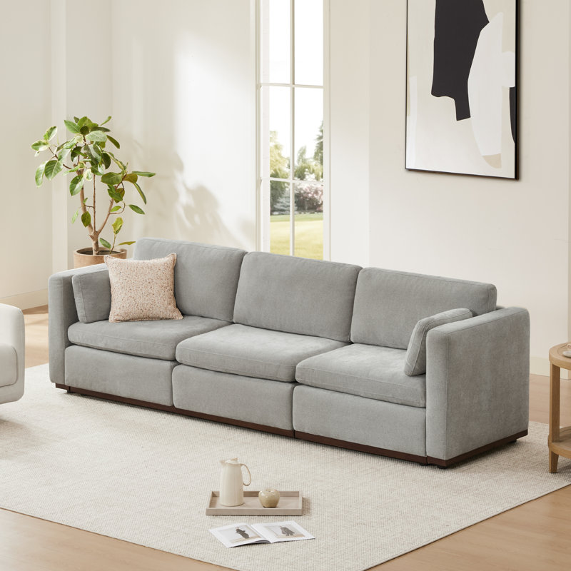 Sayette 3-Piece 112" Upholstered Modular Sofa, Dove Gray
