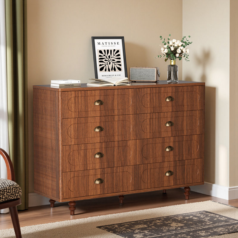 Commode d'appoint vintage en bois avec 8 tiroirs