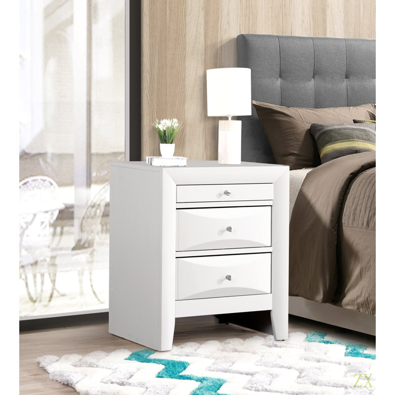 Table de chevet élégante et contemporaine, Blanc