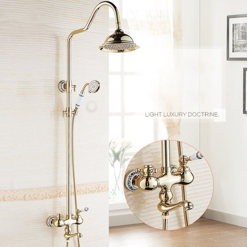 Ensemble de douche 12 pouces à finition laiton chromé avec douche à main pour salle de bain moderne