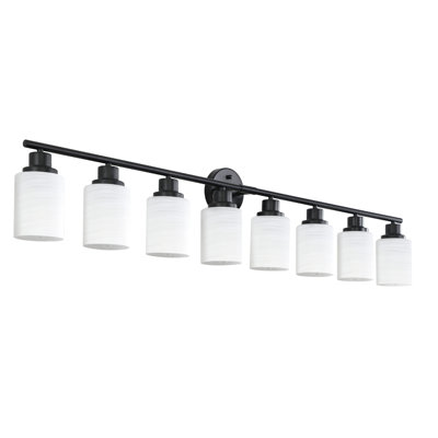 Modern 8- Bathroom Mirror Sconce With Frosted White Glass And Black Iron, For Bedroom, Dressing Room, Energy Conservation, Simple Installation Win Contemporary Lamp Bathroom, Glass, Iron Frame,