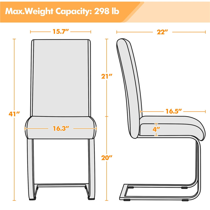 Austwell 20'' H Faux Leather Upholstered Dining Chair, Light Gray