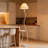 White Pleated Cream Style Floor Lamp With Marble Base And Side Table Iron Linen Shade For Living Room Bedroom
