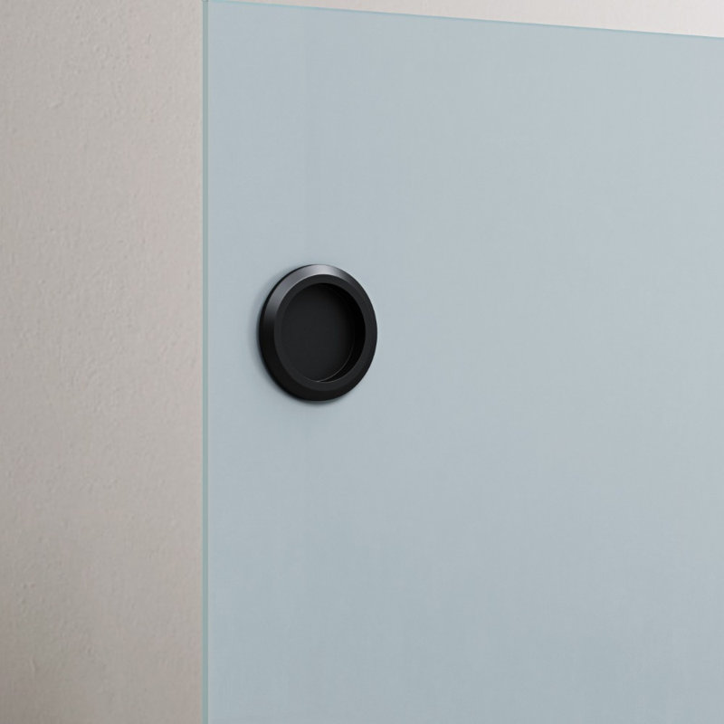 Durovin 1025mm internal Sliding Glass Door Frosted Sections Black Round Handle for Bathrooms, 775mm x 2050mm