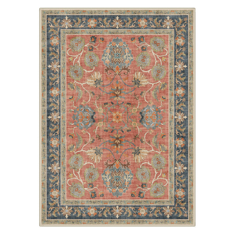 Roehit Persian Heritage Medallion Machine Washable Oriental Performance Area Rug - Ancient Safavid Inspired Faux Wool - High-Rebound Foam & Non-Slip Backing