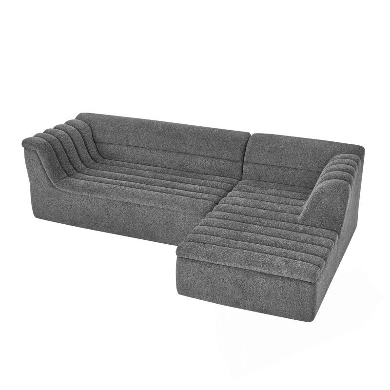 106 Inch L-Shaped Modular Sectional Sofa, Dark Gray Chenille