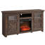 Meuble télé, l 58,82 po, foyer encastré 18 po, 2 portes, 6 découpes de câbles, options de rangement Foyer l 58,82 po, armoire à portes, trous, espace multifonctionnel