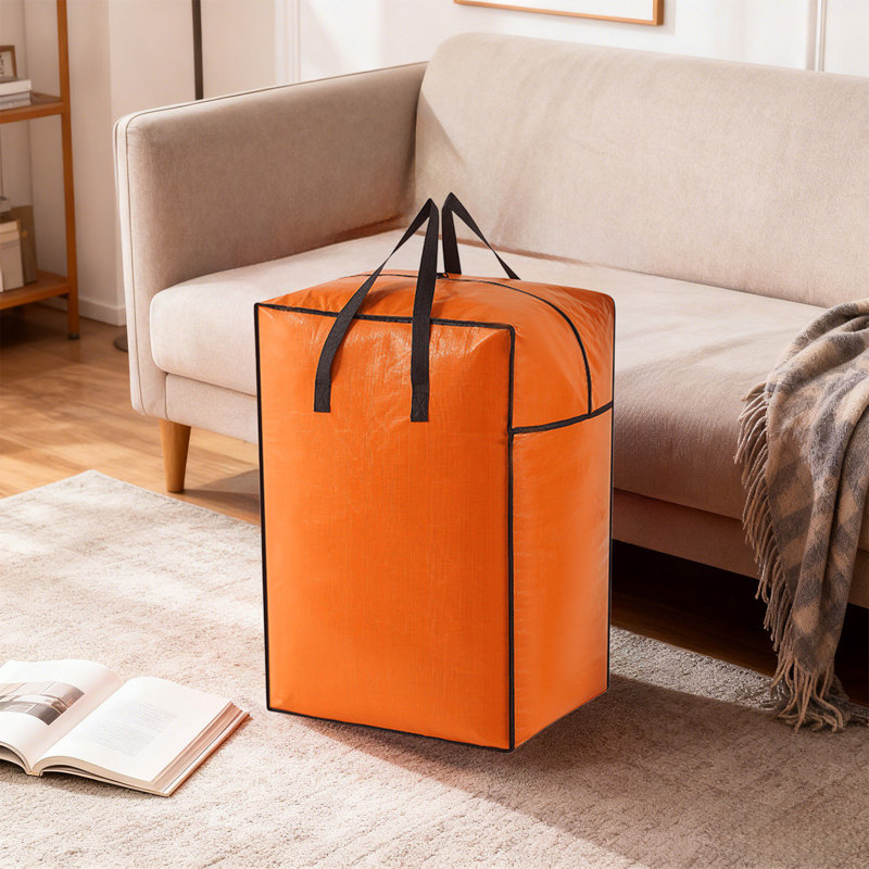  Clothes Storage Bags Large Packing Moving Bags, Heavy Duty Storage Bins Foldable Storage Containers, Closet Organizers and Storage for Clothing, Sweater, Comforter, Bedding (Orange, M)