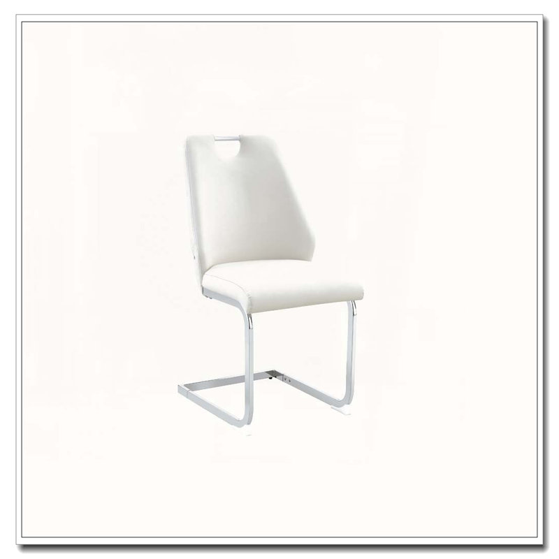 Chaise de salle à manger en similicuir, chaises de cuisine en métal avec texture en maille et pieds sablés, chaise rembourrée à dossier plat