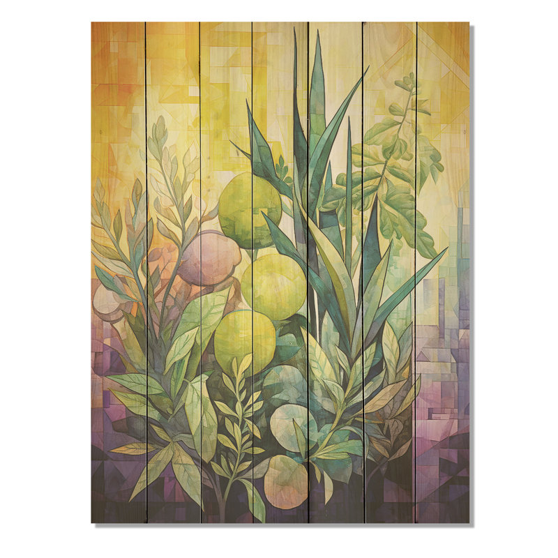 Aromates délicats aromatiques I - Herbes florales sur bois, H 32 po x l 24 po