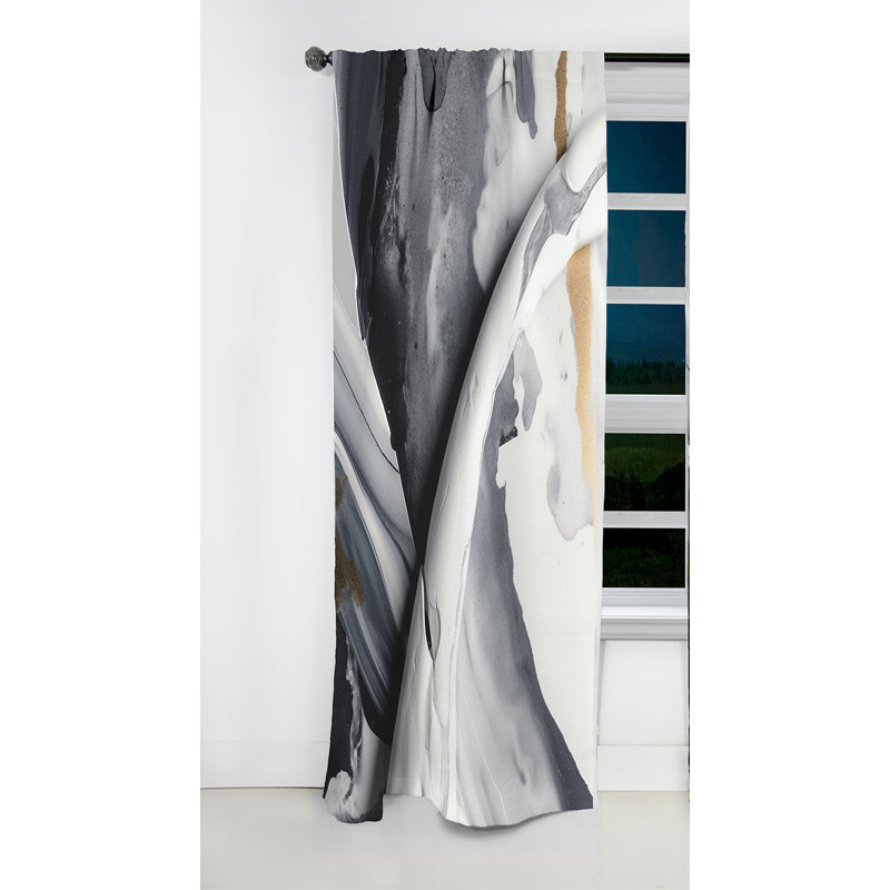 Dalton - Abstract Marble Curtain - Velvet Blackout Marble Curtain - 1 Panels, 52" W x 84" L