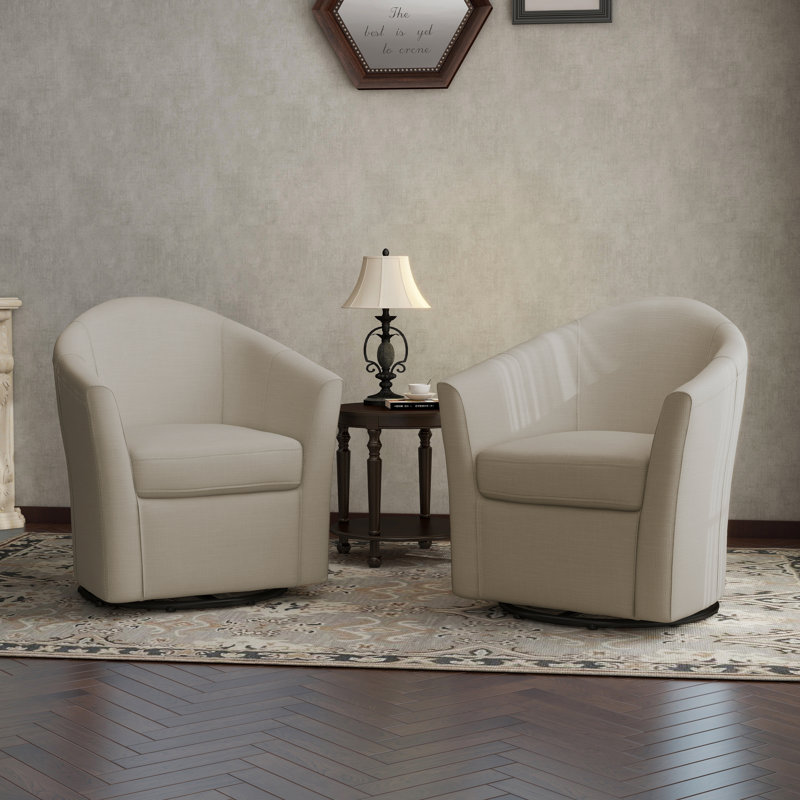 Aunna Upholstered Swivel Barrel Chair, Brown