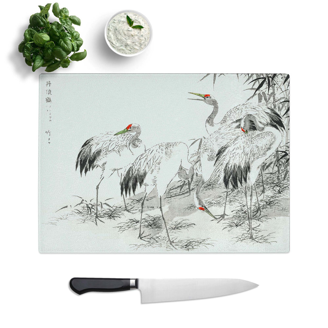 Glass Japanese Cranes by The Bamboo by Numata Kashu Chopping Board