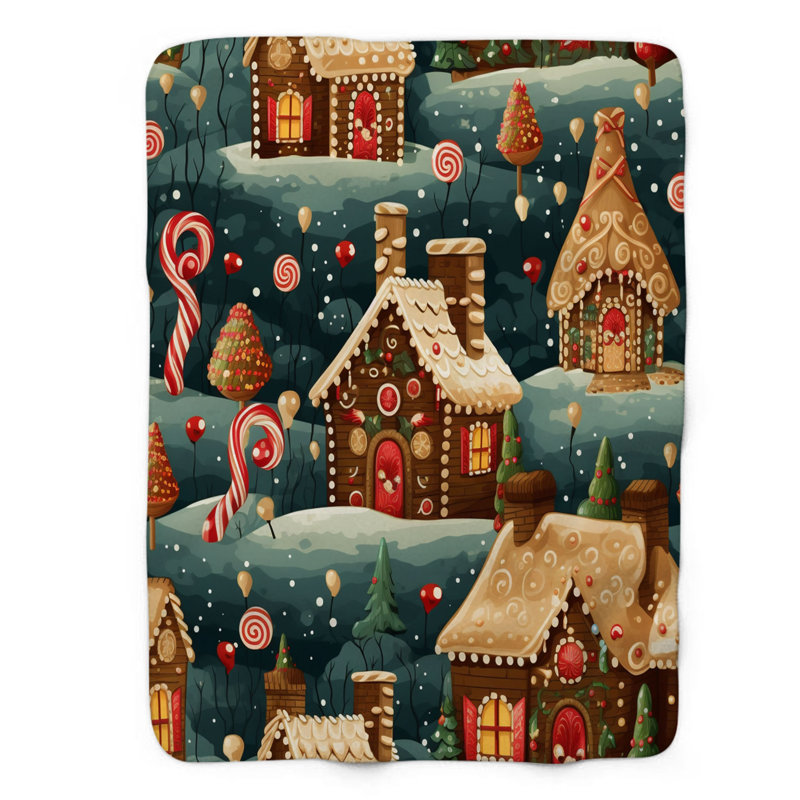 Gingerbread Noel - Couverture Sherpa de qualité supérieure 1 pièce WB_FL_100624_0204, L 60 po x L 80 po