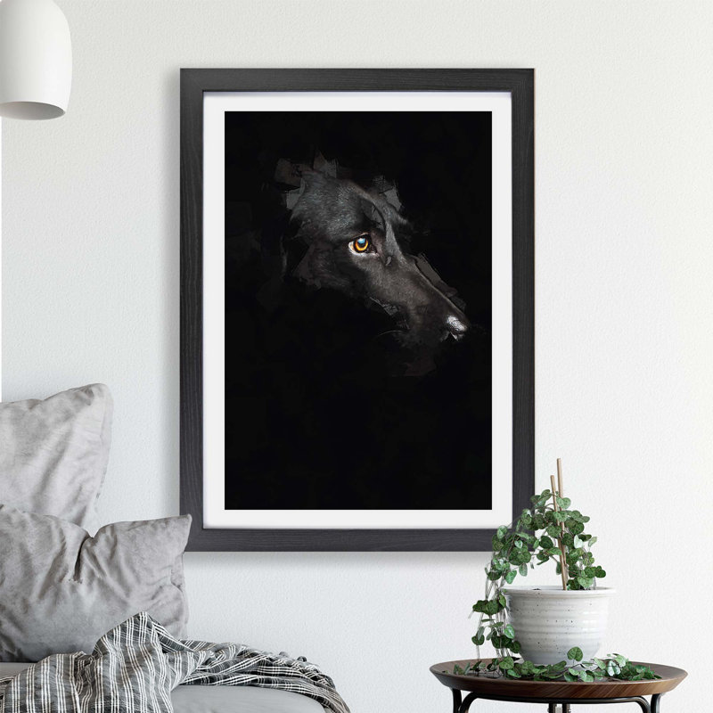 Labrador Retriever - Single Picture Frame Painting, Black, 45cm H x 63cm W x 2cm D