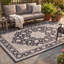 Tapis Xanthos traditionnel à médaillon, style persan, gris ivoire et beige, lavable à la machine, antidérapant, à poils courts, pour l'intérieur et l'extérieur, adapté aux animaux domestiques, idéal pour le salon, la chambre, la salle à manger, l'entrée, le couloir ou le bureau.-1127040062