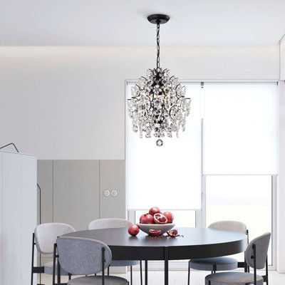 Lustre en cristal noir antique à 3 lumières de 16 po Athyna