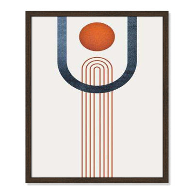 Minimalist Mid Century Orange Navy Minimalist Mid Century III Print