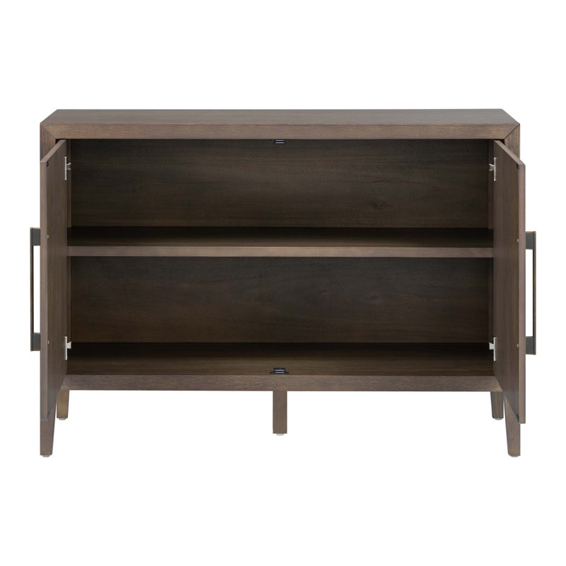 47.25-Inch Farmhouse Sideboard With Pine Veneer And 2 Doors,Retro Buffet With Adjustable Feet, Brown