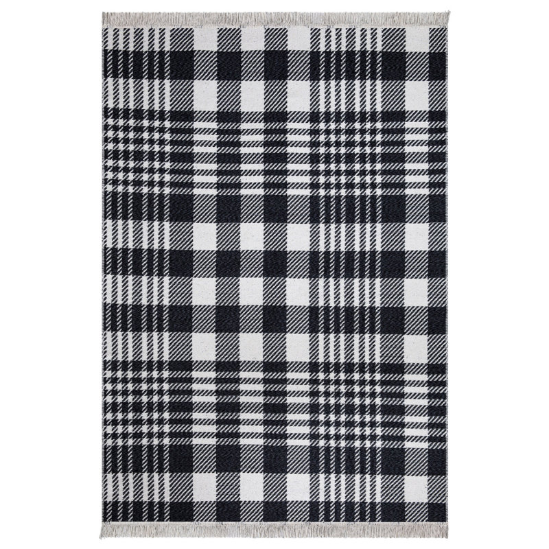 Elegant Reversible Hall Carpet, 31.5 x 59.1 Inches | 100% Cotton, 0.04 Inch Pile Height | Woven Design, Easy to Clean, Vacuum Safe | Black and White Color | Perfect for Entryways and Living Spaces
