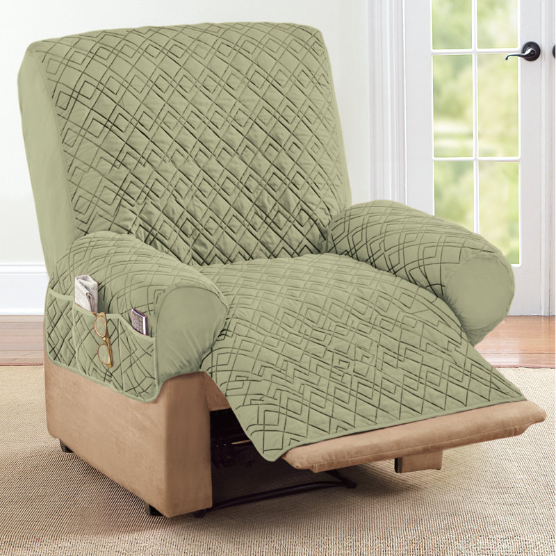 Housse pour fauteuil inclinable à coussins en T, 100 % polyester sauge