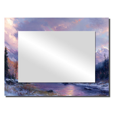 Rainbow And The Snowy Mountains I - Landscapes Mirror Wall Art - Printed On Metal