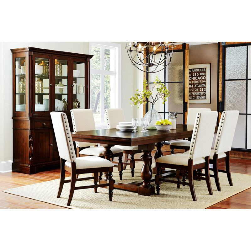 Table de salle à manger multifonctionnelle extensible et 4 chaises d'appoint rembourrées en bois, 7
