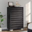  Ensemble de chambre à coucher avec lit double 5 pièces Louby, noir-101644238-101644235