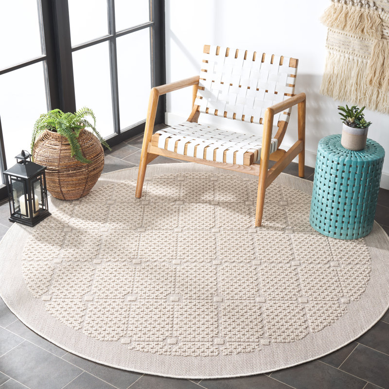 Konley Performance Solid Color Indoor/Outdoor Area Rug, Round 6'7"