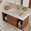 Meuble-lavabo flottant de 39,4 po avec lavabo en céramique, conception murale, 2 tiroirs à fermeture en douceur et plateau en pierre frittée blanche