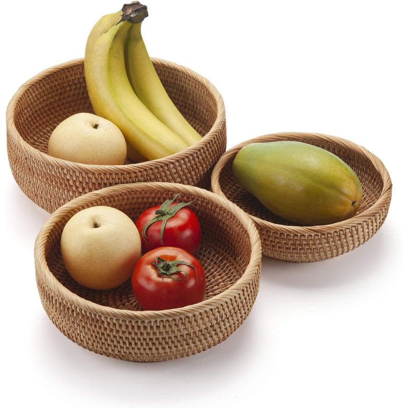 Porte-clés empilables ronds en rotin