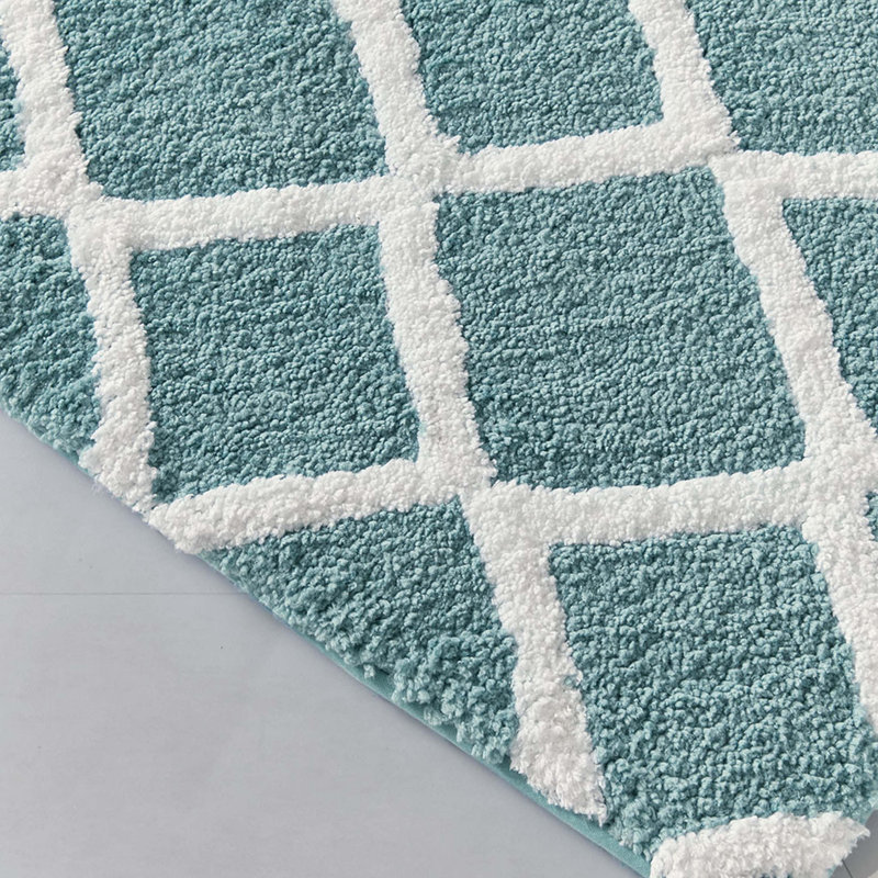 Tapis de bain réversible en microfibre touffetée à poils longs, Turquoise, Simple - L 60 po x l 24 po