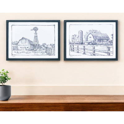 Set of Two 12" X 16" Black and White Wall Decor