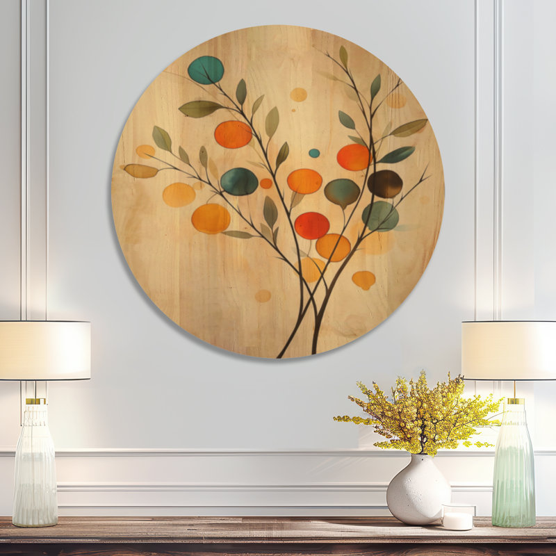 Dukinfield II - art mural rond en bois botanique, 36" Round, Round