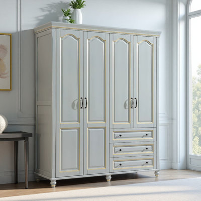 Modern and Simple Grey Four-door Wardrobe