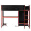 Lit mezzanine simple en bois noir avec bureau, garde-robe, lampe à DEL et tiroir - espace pour les petites chambres à coucher