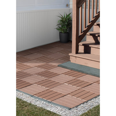 Floorpops 36.75'' L X 36.75'' W Plastic Interlocking Deck Tile In Coffee