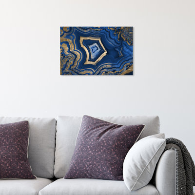 " Blue Geode Abstract Marble Waves Modern Gold " by Oliver Gal