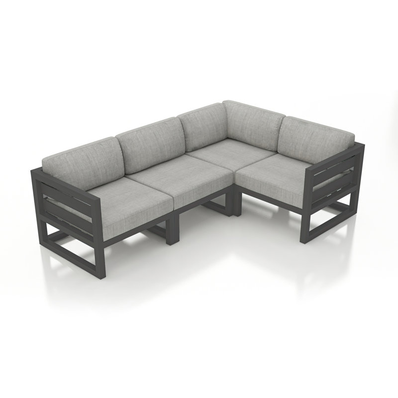 Canapé modulaire d'extérieur avec coussins Sunbrella 94 po Smith, Argent coulé Sunbrella®, Ardoise