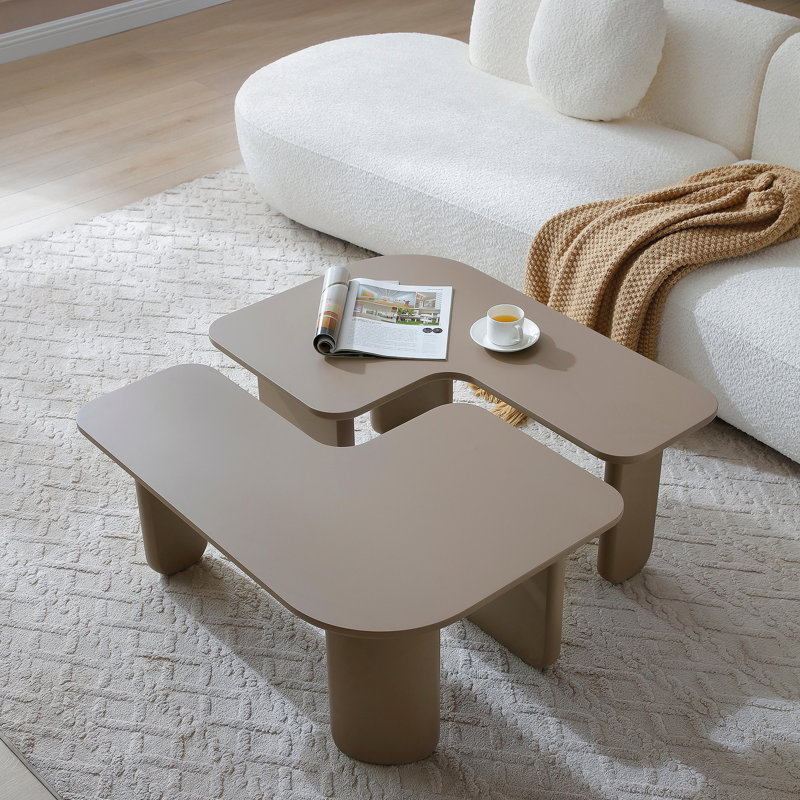Table basse modulaire 2 pièces, table d'appoint, tables d'angle pour salon, Kaki