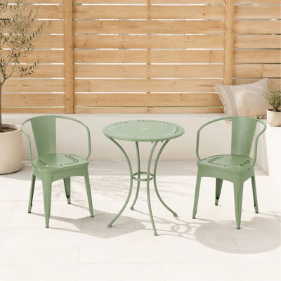 Patio Furniture Set, 3-Piece Knock-Down Metal, for Garden and Backyard