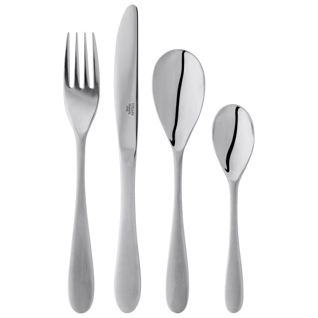 Stellar 16 Piece 18/10 Stainless Steel Cutlery Set. Table Settings for 4, Salisbury Design
