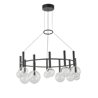 12- Light Ring Chandelier - Black