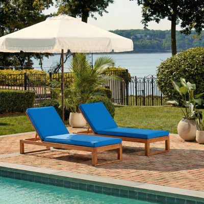 Faunce Outdoor Eucalyptus Wood Chaise Lounge , Cushion Included