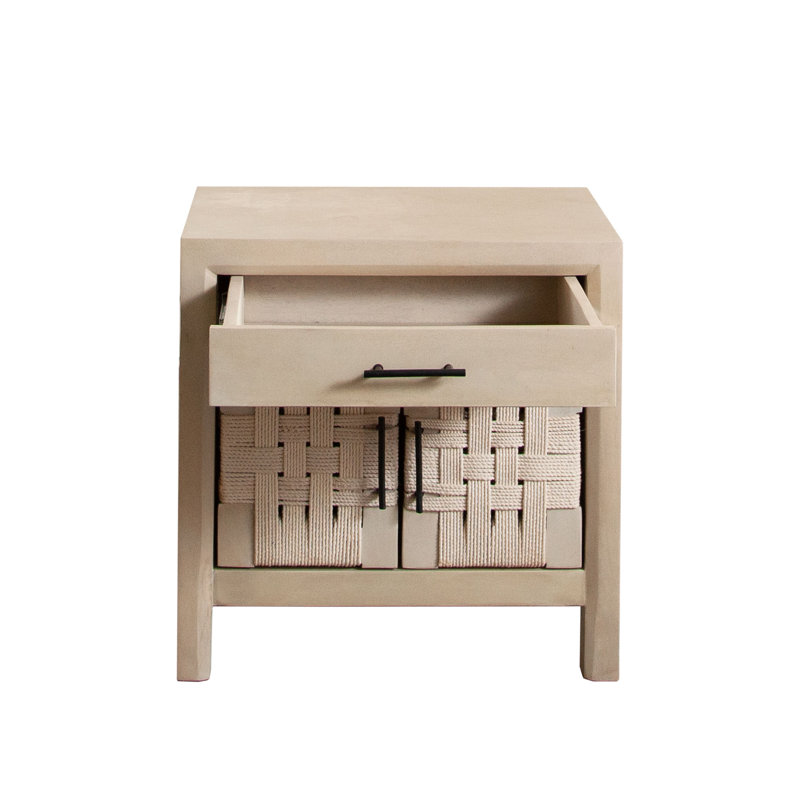 Table de bout en bois de manguier massif à 2 portes et 1 tiroir Palm